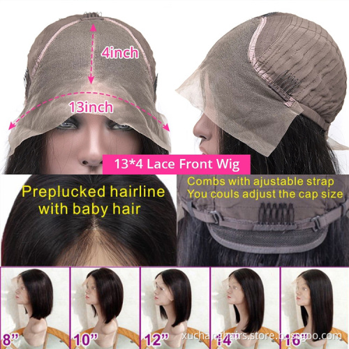 Short Bob Lace Front Wig Human Hair,new Arrival Middle Part 8 Inch Remy Hair,wigs for Black Women wearing Silky Straight Weave